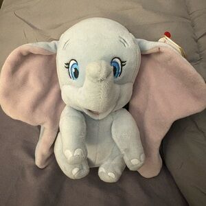 Ty Plush Elephant Toy - Light Gray & Pink